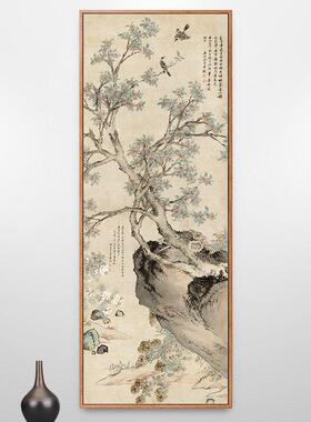 丹桂花双栖图沈周国画花鸟画新中式装饰画走廊竖版挂画中国风壁画