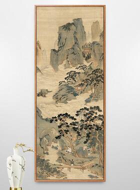 玉洞仙源图仇英山水画新中式玄关装饰画走廊过道竖版挂画中国风