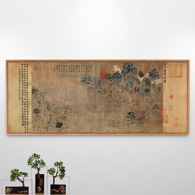 游春图展子虔新中式客厅装饰画古典挂画古画仿古壁画古代中国名画