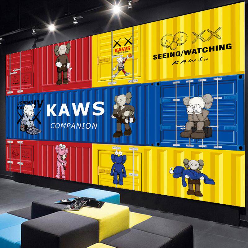网红服装店背景墙装饰贴画墙贴KAWS涂鸦集装箱宿舍自粘壁画墙纸