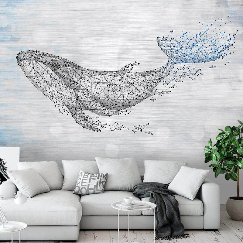 简约客厅鲸鱼沙发电视背景墙贴壁画自粘儿童房床头装饰贴画墙画