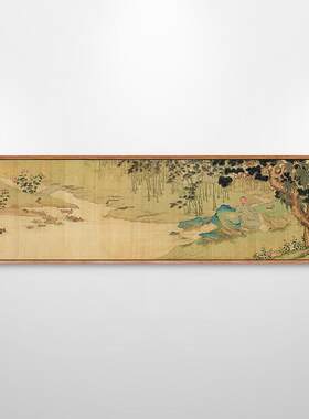 李煦行乐图古代人物画新中式客厅装饰画茶室挂画背景墙壁画山水画