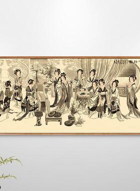古代人物画仕女图挂画琴房布置古琴古筝教室新中式装饰画中国风