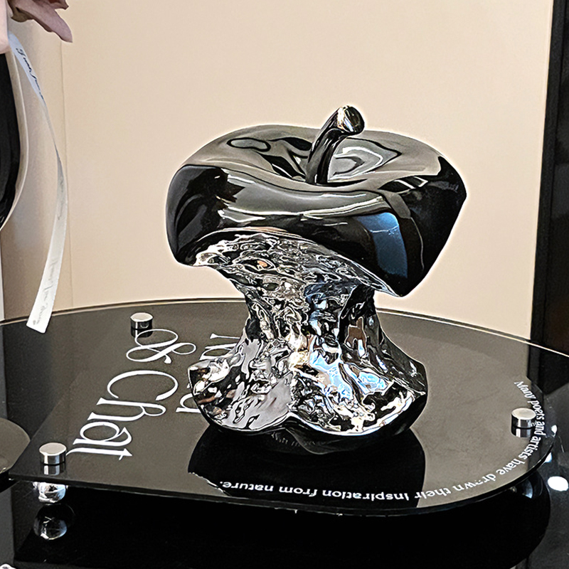 艺术雕塑啃咬的陶瓷苹果装饰摆件