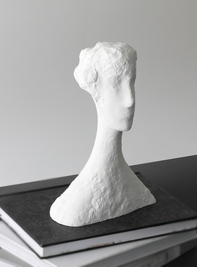 欧式风书柜哑光白色抽象雕塑摆件