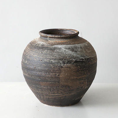 日式复古粗陶艺术陶罐花器大号