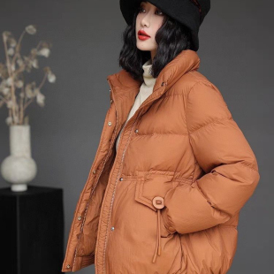 加厚羽绒服女装 2024新款 洋气宽松保暖白鸭绒外套立领短款 时尚 冬季