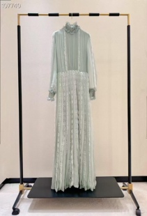 欧美外贸重工立体荷叶边蕾丝拼接高定连衣裙