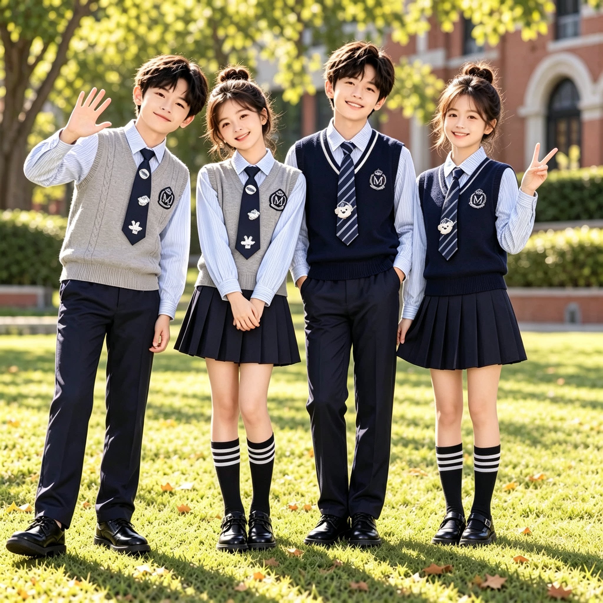 元旦合唱演出服儿童学院风校服中小学生演讲朗诵服装幼儿园男女童