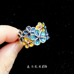 中古Vintage古着繁花朵flower戒指复古小众指环高级开口 鹿与花园