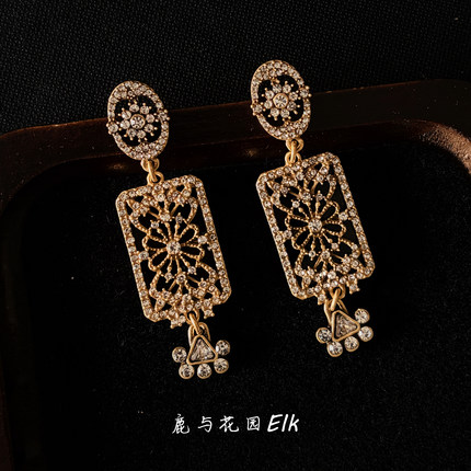 鹿与花园 曼莎 复古中古vintage宫廷风流苏镂空耳饰耳钉女出片