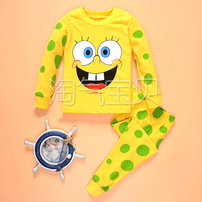 新款童装男女童纯棉薄款暖气房卡通家居服儿童宝宝内衣睡衣套装