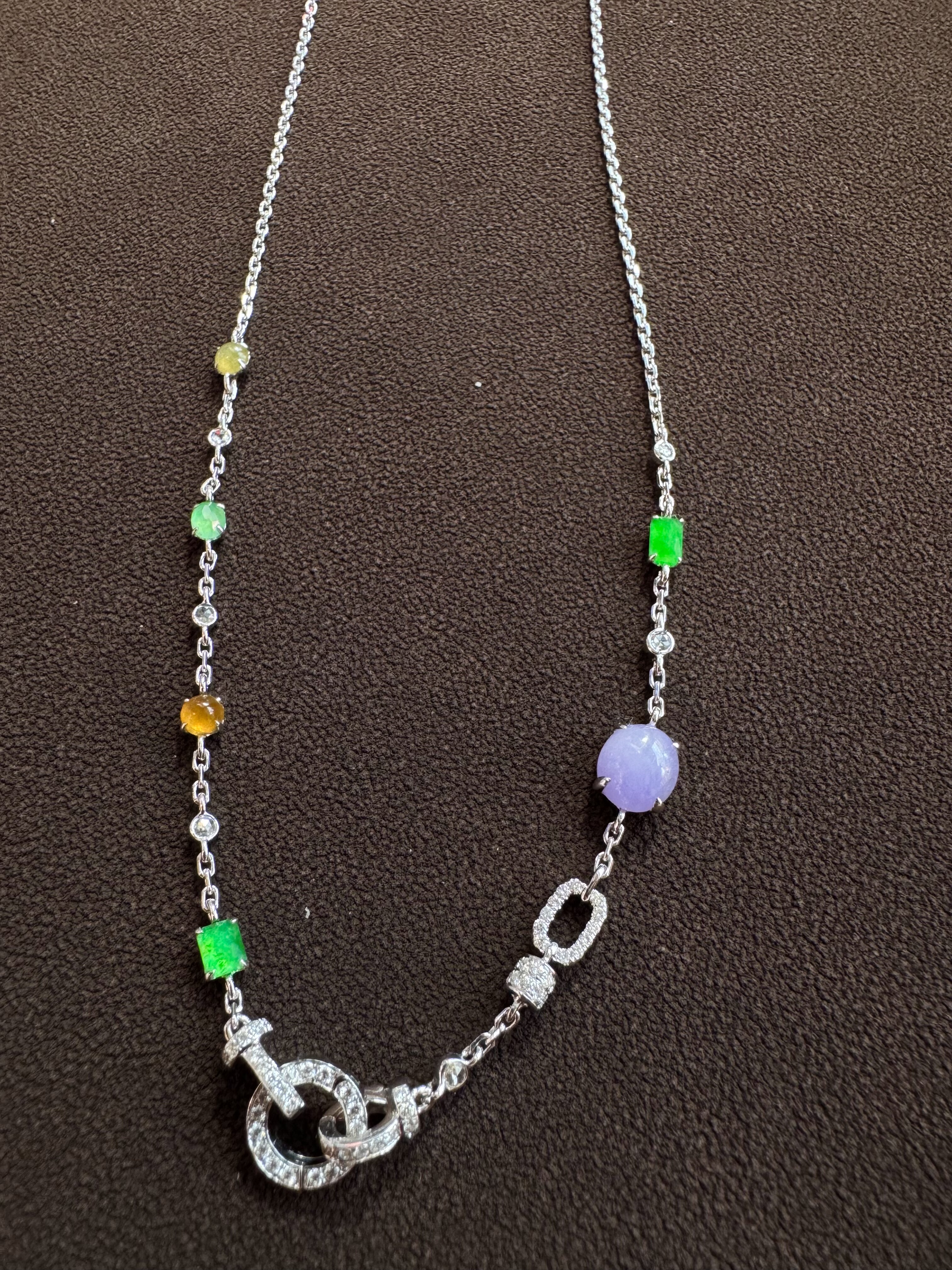 天然缅料A货翡翠万能链18K金设计款多巴胺糖果色轻奢精致小众原创