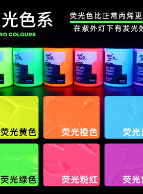 MontMarte蒙玛特100ml荧光色丙烯颜料套装金属色防水石膏娃娃颜料