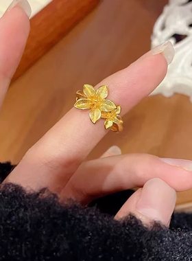 花烟草双花戒指仿金桂花