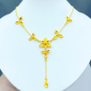 花月佳期繁花似锦项链女婚嫁铃兰花朵三金五金订婚结婚仿真黄金色