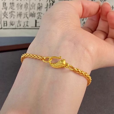 小鱼麦穗沙金手链仿真黄金色轻奢新中式金店同款久不掉色百搭手饰