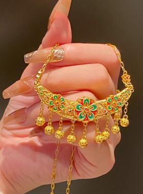 宫廷沙金项链古法黄金色