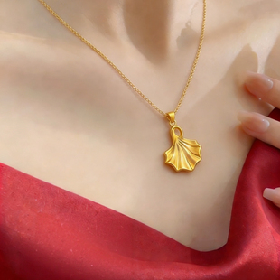 银杏叶项链仿真黄金沙金树叶吊坠婚嫁锁骨链结婚订婚五金锁骨链女