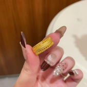 腰缠万贯沙金戒指女仿真黄金钱币食指环轻奢高级感金店同款 送女友