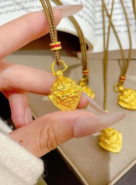 谛听瑞兽铃沙金吊坠项链黄金色金店同款轻奢驱魔铃毛衣链2025新款