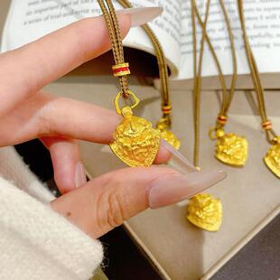 谛听瑞兽铃沙金吊坠项链黄金色金店同款轻奢驱魔铃毛衣链2025新款