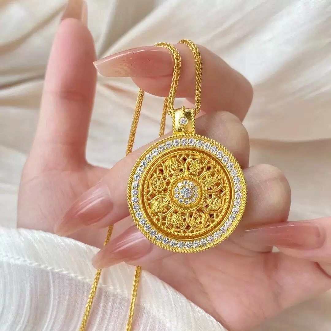 古法八宝罗盘项链吊坠