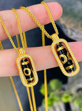 金店同款天珠黄金色吊坠