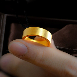 古法宽版素圈戒指女轻奢色情侣对戒实心指环