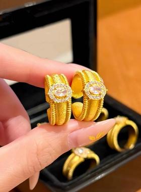 司凤同款黄金色鸽子蛋沙金戒指