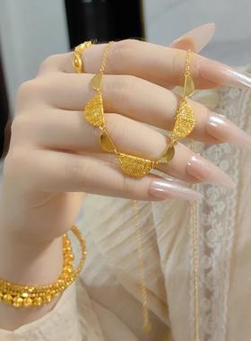 花丝沙金项链女黄金色