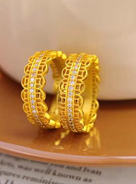 镶钻腰缠万贯沙金戒指女仿真黄金轻奢高级感金店同款结婚首饰三金