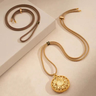 黄金吊坠挂绳玉米绳可穿黄金八宝罗盘编绳可调节君佩同款手工编织