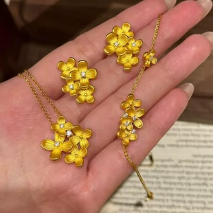 桂花项链婚嫁花朵三金五金订婚结婚婚嫁吊坠久不掉色手链戒指耳钉