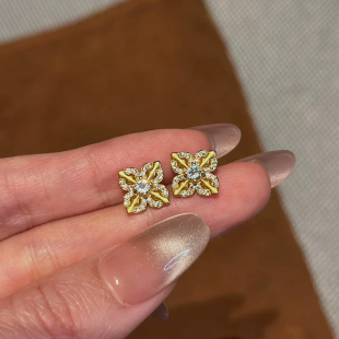 十字金刚杵沙金耳钉女仿真黄金点钻古法轻奢高级耳饰婚嫁结婚配饰