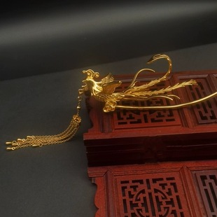 新娘头饰凤凰发簪古风秀禾汉服旗袍凤钗新中式沙金步摇流苏簪子