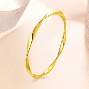 莫比乌斯环开口手镯子999仿真黄金色女款闭口戒指送闺蜜送女友