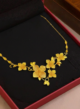 四叶花项链婚嫁首饰仿真黄金订婚五金套链道具摆台假三金秀禾服女