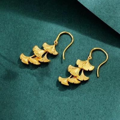 银杏叶耳环杏运大耳饰