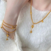 藏蕴手链沙金项链女传承周家同款 久不掉色古法莲花手串圆珠毛衣链