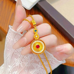 百转呈祥项链仿真黄金沙金时来运转新中式吊坠宫廷金店同款锁骨链