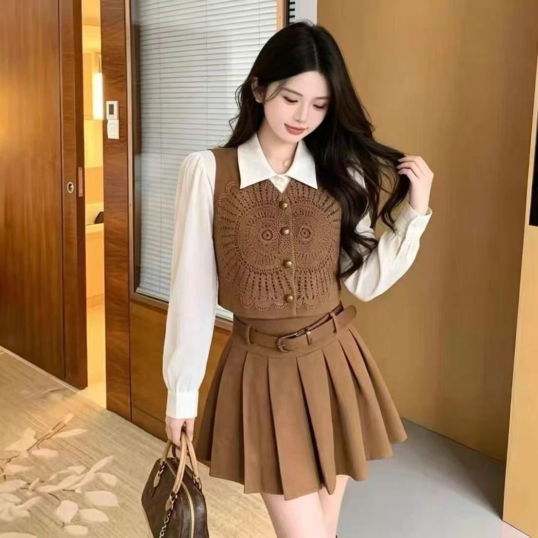 十三行2026新款欧美风复古不规则蕾丝拼接上衣半身裙四件套女休闲