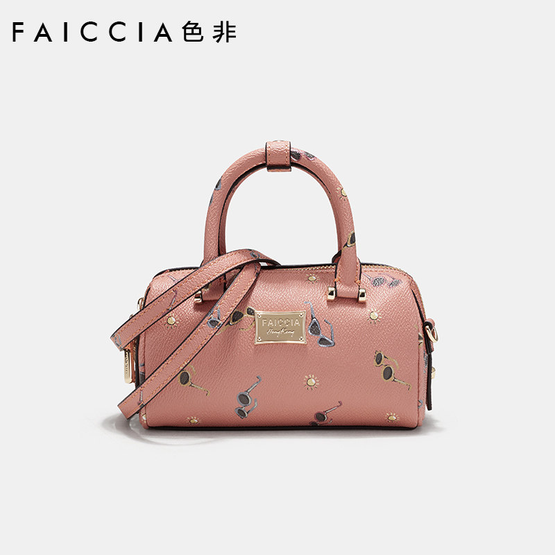 色非2020春季新款斜挎包女手提印花单肩拉链波士顿mini枕头包A126