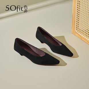 色非浅口单鞋女2026新款春季法式复古一脚蹬中跟鞋猫跟不累脚女鞋