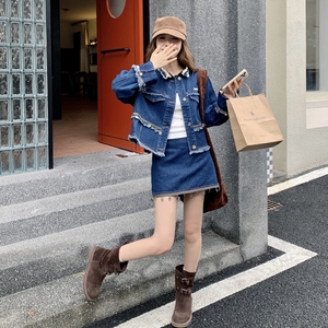秋季新款时尚套装女牛仔外套+半身裙两件套B127-T6203-P165-K249，女装套装/套裙，浙宝127
