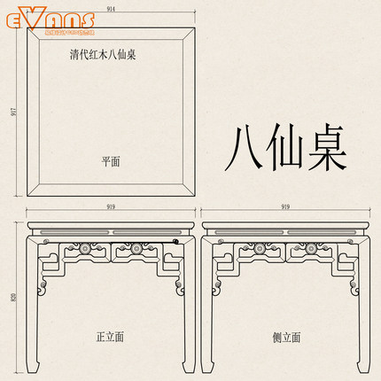 40款八仙桌三视图cad动态块明清家具条桌大圆台长桌琴桌麻将桌子
