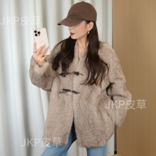 兔毛整皮皮草外套女2026高级感皮毛一体毛毛大衣中长款显瘦宽松版