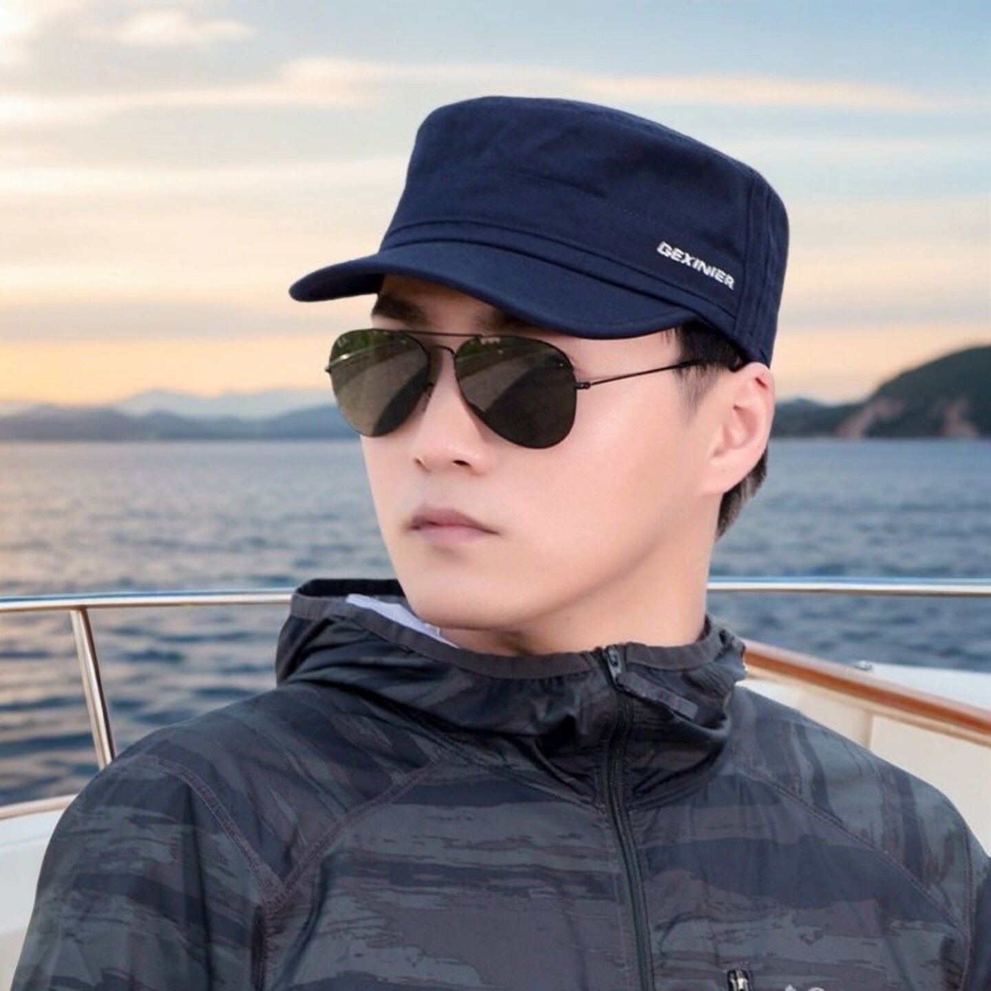 帽子男款帅气青年鸭舌帽平顶潮流春秋款男士帽子休闲防晒遮阳帽潮