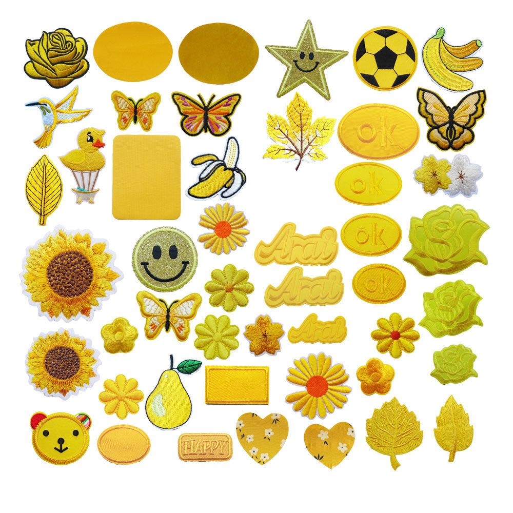 黄色熨烫布贴 绣花补丁贴 自粘背胶羽绒服无痕修补破洞装饰刺绣贴,居家布艺,布贴,淘宝优惠券,粉丝福利购,淘宝优惠卷