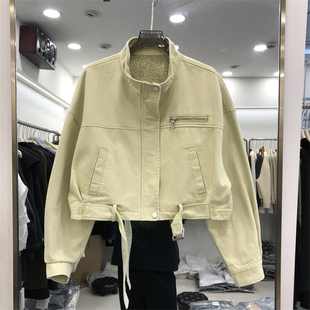 短款 工装 夹克66008 又酷又飒 黄色美拉德机车牛仔短外套女春新款